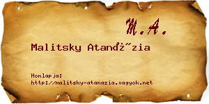 Malitsky Atanázia névjegykártya